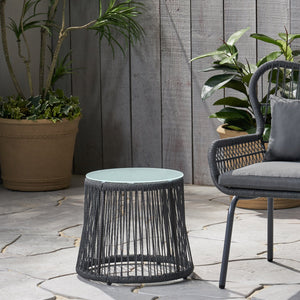English Elm Christopher Knight Home® - SOUTHPORT Woven Rope Club Chair with Steel Frame, Water‑Resistant Cushions & Bohemian Outdoor Style Gray 62329.00TGRY