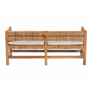 Baxton Studio Bali Ismael Accent Bench - Handwoven Seagrass Two-Seater With Mahogany Frame And Removable Cushion MD39884-Natural Wooden-Cushion-Bench