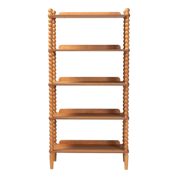 Baxton Studio Baxton Studio Lucera Five Tier Wood Bookcase with Turned Spindle Posts Farmhouse Style Oak Brown MG9011-NT Oak-Display Shelf