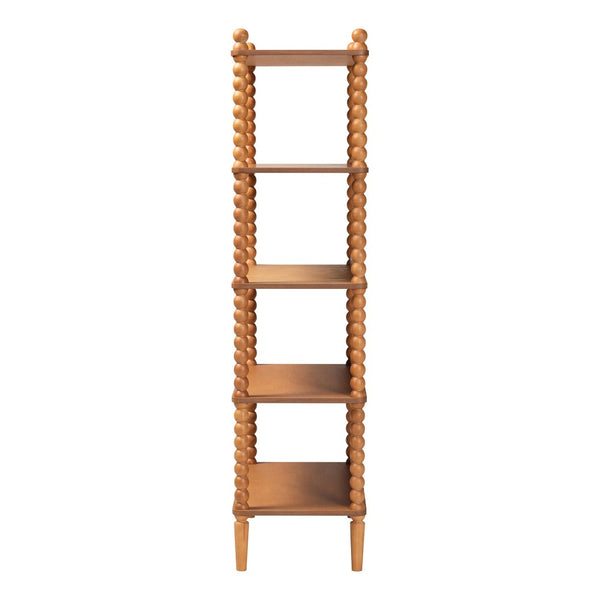 Baxton Studio Baxton Studio Lucera Five Tier Wood Bookcase with Turned Spindle Posts Farmhouse Style Oak Brown MG9011-NT Oak-Display Shelf