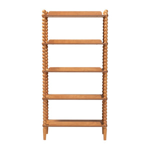 Baxton Studio Baxton Studio Lucera Five Tier Wood Bookcase with Turned Spindle Posts Farmhouse Style Oak Brown MG9011-NT Oak-Display Shelf
