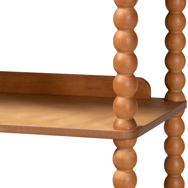 Baxton Studio Baxton Studio Lucera Five Tier Wood Bookcase with Turned Spindle Posts Farmhouse Style Oak Brown MG9011-NT Oak-Display Shelf