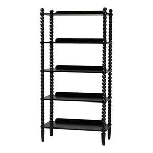 Baxton Studio Baxton Studio Lucera Five Tier Wood Bookcase with Turned Spindle Posts Farmhouse Style Black MG9011-Black-Display Shelf