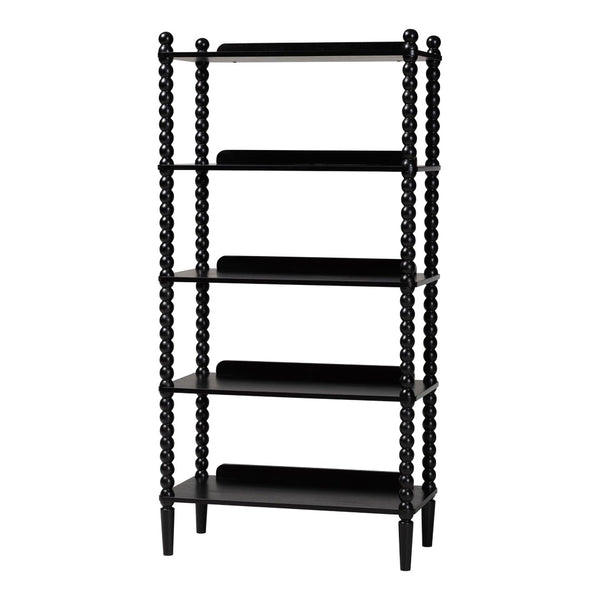 Baxton Studio Baxton Studio Lucera Five Tier Wood Bookcase with Turned Spindle Posts Farmhouse Style Black MG9011-Black-Display Shelf