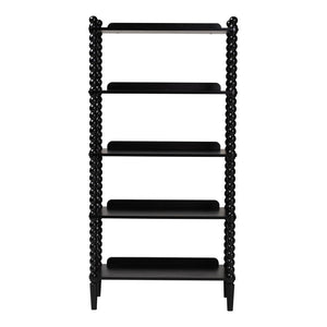 Baxton Studio Baxton Studio Lucera Five Tier Wood Bookcase with Turned Spindle Posts Farmhouse Style Black MG9011-Black-Display Shelf