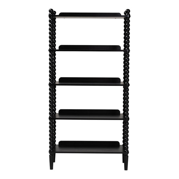 Baxton Studio Baxton Studio Lucera Five Tier Wood Bookcase with Turned Spindle Posts Farmhouse Style Black MG9011-Black-Display Shelf