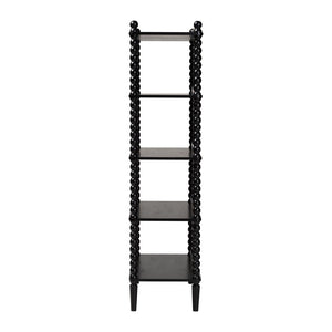 Baxton Studio Baxton Studio Lucera Five Tier Wood Bookcase with Turned Spindle Posts Farmhouse Style Black MG9011-Black-Display Shelf