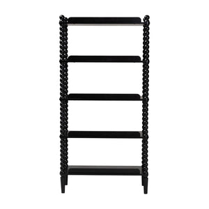 Baxton Studio Baxton Studio Lucera Five Tier Wood Bookcase with Turned Spindle Posts Farmhouse Style Black MG9011-Black-Display Shelf