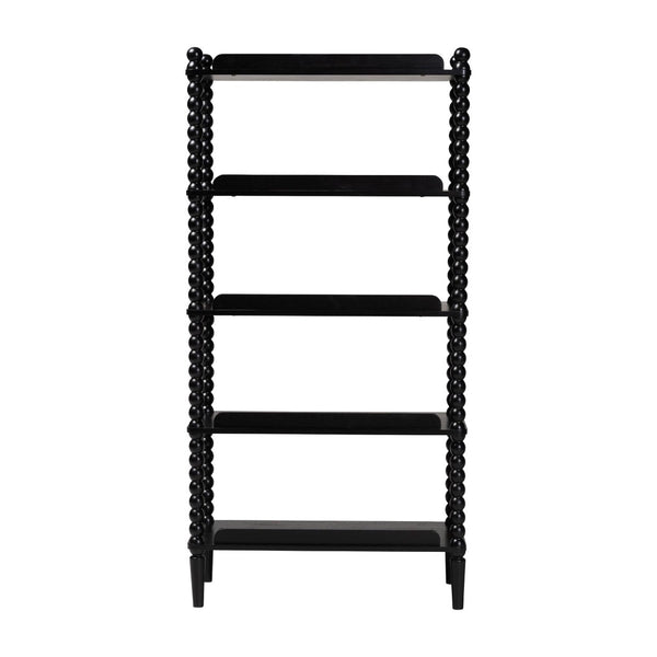 Baxton Studio Baxton Studio Lucera Five Tier Wood Bookcase with Turned Spindle Posts Farmhouse Style Black MG9011-Black-Display Shelf