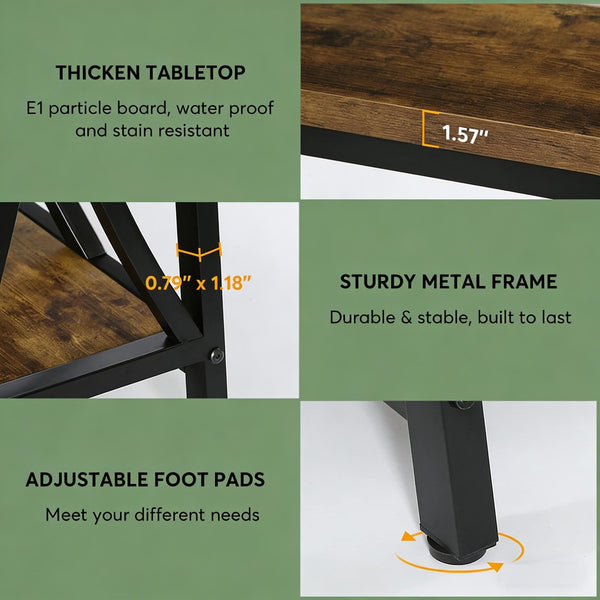 English Elm Hall Console Table Industrial Rustic Two Tier Wood Tone Metal Frame Entryway Sofa T3971P452060