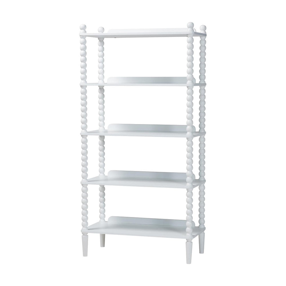 Baxton Studio Baxton Studio Lucera Five Tier Wood Bookcase with Turned Spindle Posts Farmhouse Style White MG9011-White-Display Shelf
