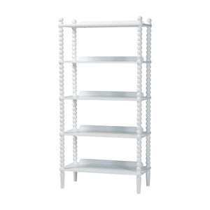 Baxton Studio Baxton Studio Lucera Five Tier Wood Bookcase with Turned Spindle Posts Farmhouse Style White MG9011-White-Display Shelf