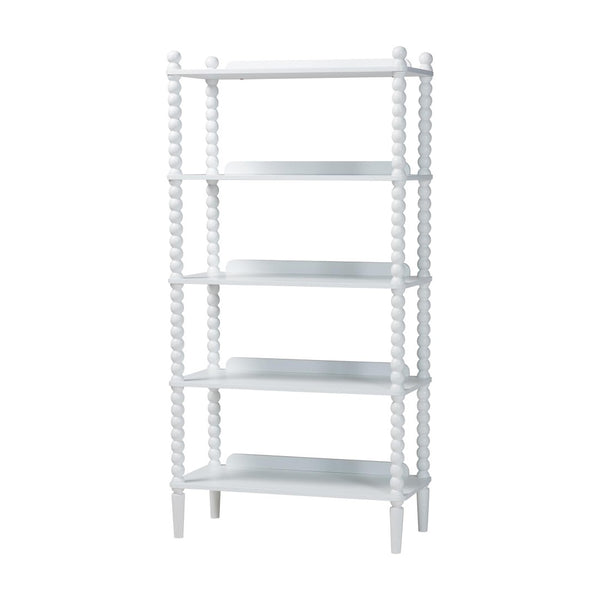 Baxton Studio Baxton Studio Lucera Five Tier Wood Bookcase with Turned Spindle Posts Farmhouse Style White MG9011-White-Display Shelf