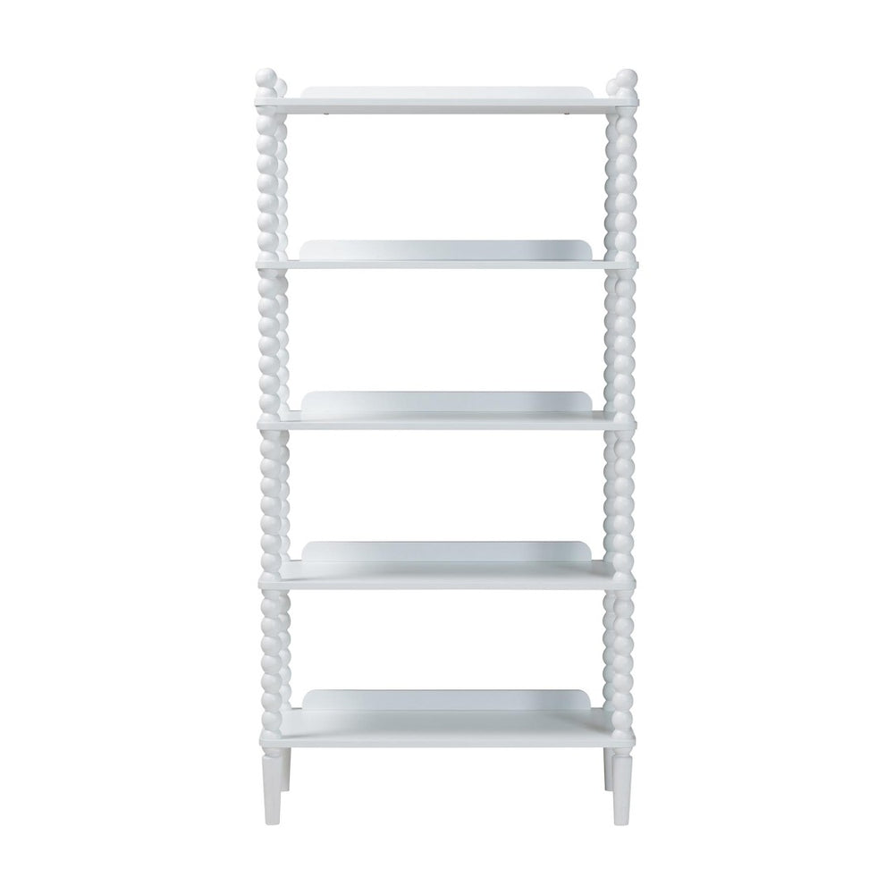 Baxton Studio Baxton Studio Lucera Five Tier Wood Bookcase with Turned Spindle Posts Farmhouse Style White MG9011-White-Display Shelf