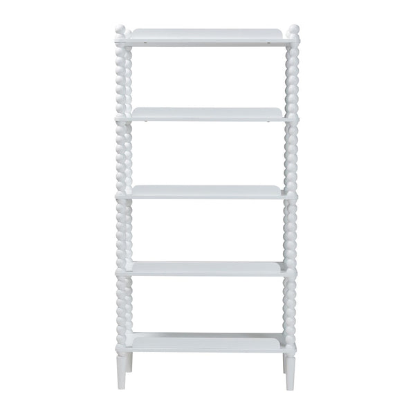 Baxton Studio Baxton Studio Lucera Five Tier Wood Bookcase with Turned Spindle Posts Farmhouse Style White MG9011-White-Display Shelf
