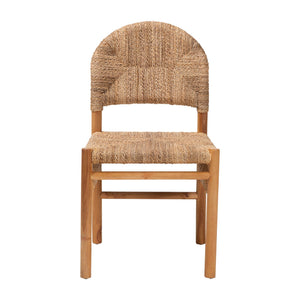 Baxton Studio Bali Cavo Handwoven Seagrass Dining Chair With Mahogany Frame — Boho-Modern, Ergonomic, Fully Assembled Cavo-Honey/Natural Banana-Wooden-DC