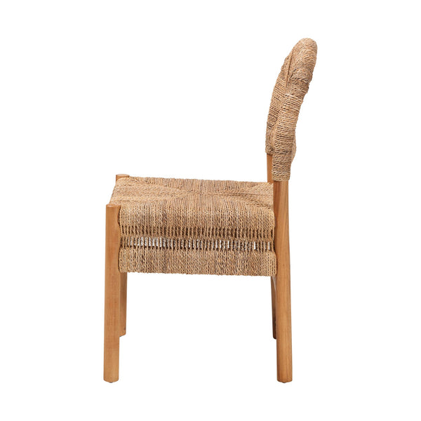 Baxton Studio Bali Cavo Handwoven Seagrass Dining Chair With Mahogany Frame — Boho-Modern, Ergonomic, Fully Assembled Cavo-Honey/Natural Banana-Wooden-DC