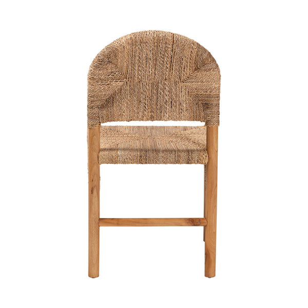 Baxton Studio Bali Cavo Handwoven Seagrass Dining Chair With Mahogany Frame — Boho-Modern, Ergonomic, Fully Assembled Cavo-Honey/Natural Banana-Wooden-DC