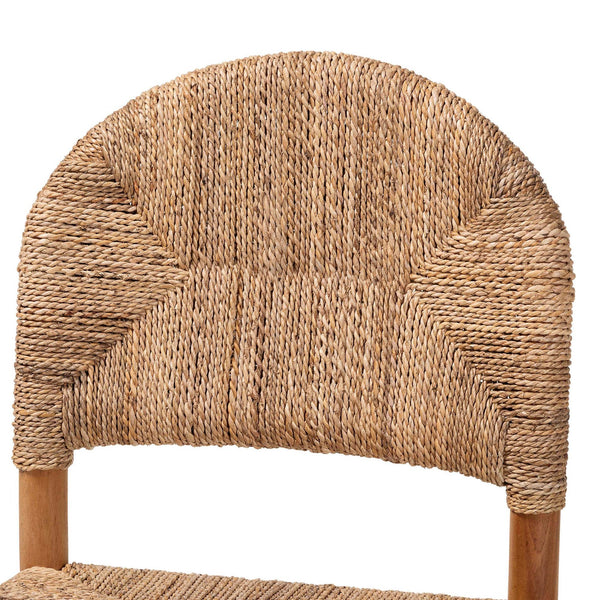Baxton Studio Bali Cavo Handwoven Seagrass Dining Chair With Mahogany Frame — Boho-Modern, Ergonomic, Fully Assembled Cavo-Honey/Natural Banana-Wooden-DC