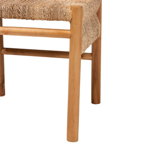 Baxton Studio Bali Cavo Handwoven Seagrass Dining Chair With Mahogany Frame — Boho-Modern, Ergonomic, Fully Assembled Cavo-Honey/Natural Banana-Wooden-DC