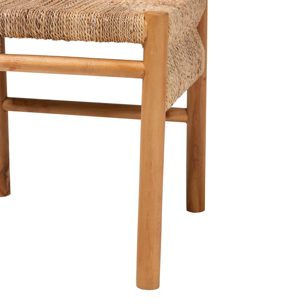 Baxton Studio Bali Cavo Handwoven Seagrass Dining Chair With Mahogany Frame — Boho-Modern, Ergonomic, Fully Assembled Cavo-Honey/Natural Banana-Wooden-DC