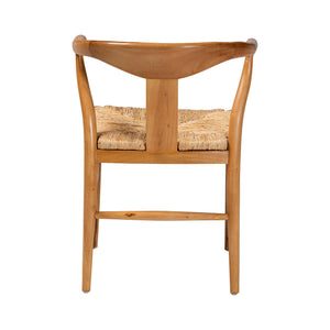 Baxton Studio Bali Fika Dining Chair — Handwoven Seagrass Seat, Mahogany Wishbone Armchair, Boho Coastal Comfort Fika-Natural Wood/Abaca White Weaving-DC