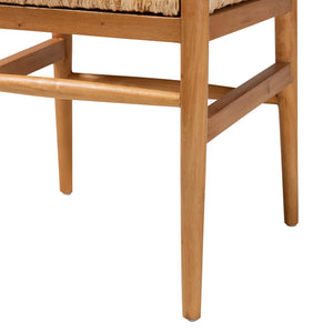Baxton Studio Bali Fika Dining Chair — Handwoven Seagrass Seat, Mahogany Wishbone Armchair, Boho Coastal Comfort Fika-Natural Wood/Abaca White Weaving-DC