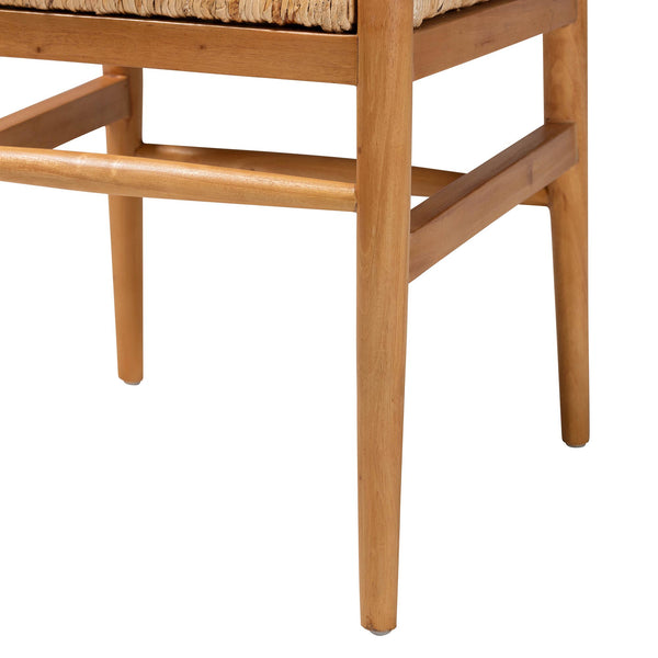 Baxton Studio Bali Fika Dining Chair — Handwoven Seagrass Seat, Mahogany Wishbone Armchair, Boho Coastal Comfort Fika-Natural Wood/Abaca White Weaving-DC