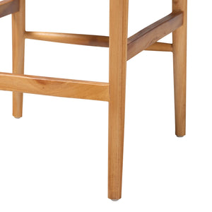 Baxton Studio Bali Fika Counter Stool – Handwoven Seagrass Seat, Mahogany Frame, Wishbone Back & Arms, Boho Chic Fika-Natural Wood/Abaca White Weaving-CS