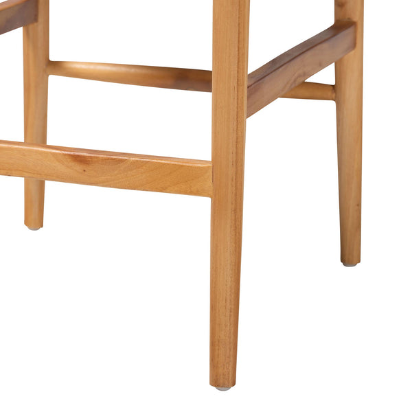 Baxton Studio Bali Fika Counter Stool – Handwoven Seagrass Seat, Mahogany Frame, Wishbone Back & Arms, Boho Chic Fika-Natural Wood/Abaca White Weaving-CS