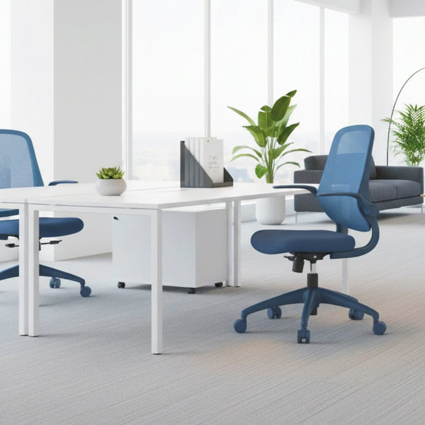 English Elm Ergonomic Mesh Back Task Chair with Flip Armrests High Density Foam Seat 500lb Capacity Blue W5280P464458