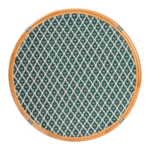 Baxton Studio Bali Mattie Rattan Round Bistro Table — Handwoven Coastal Cafe Accent, Compact Indoor/Patio Dining Natural Brown/Green/White Mattie-Rattan-Green/White-DT
