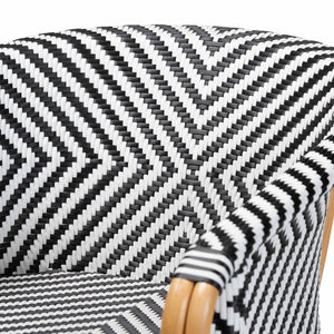 Baxton Studio Bali Handwoven Rattan Bistro Armchair Set Of 2 — Curved Back, Sloping Arms, Indoor/Outdoor Cozy Max-Rattan-Black/White/Natural-Arm-DC
