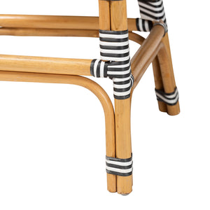 Baxton Studio Bali Max Rattan Bistro Counter Stool — Handwoven Boho Bar Seating, Ergonomic Arms & Footrest Max-Rattan-Black/White/Natural-Arm-CS