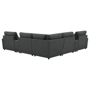 English Elm Dark Grey Modular Sectional with Power Recliners Consoles and Lift Top Storage B062S01848