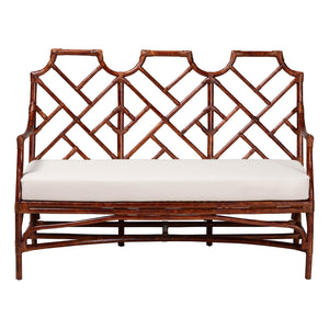 Baxton Studio Bali & Pari Aella Handwoven Rattan Loveseat Bench Boho Settee with Plush Cushion Amadea-Tortoise/Rattan-Cushion-Sofa