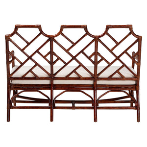 Baxton Studio Bali & Pari Aella Handwoven Rattan Loveseat Bench Boho Settee with Plush Cushion Amadea-Tortoise/Rattan-Cushion-Sofa