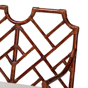 Baxton Studio Bali & Pari Aella Handwoven Rattan Loveseat Bench Boho Settee with Plush Cushion Amadea-Tortoise/Rattan-Cushion-Sofa