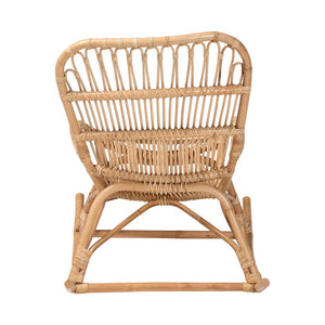 Baxton Studio Bali & Pari Mahin Handwoven Rattan Rocker Boho Coastal Accent Chair for Sunroom DC8005-Light Honey Rattan-RC