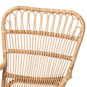 Baxton Studio Bali & Pari Mahin Handwoven Rattan Rocker Boho Coastal Accent Chair for Sunroom DC8005-Light Honey Rattan-RC
