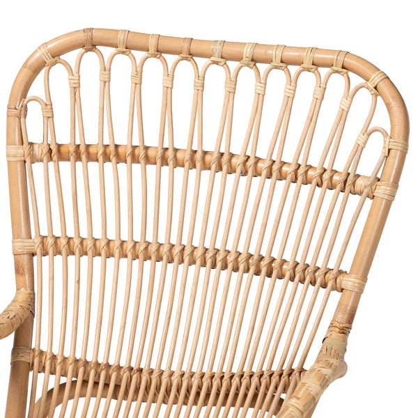Baxton Studio Bali & Pari Mahin Handwoven Rattan Rocker Boho Coastal Accent Chair for Sunroom DC8005-Light Honey Rattan-RC