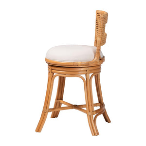 Baxton Studio Bali & Pari Amina Handwoven Rattan Swivel Counter Stool with Cushion for Kitchen Island Amina-Light Honey Rattan-CS