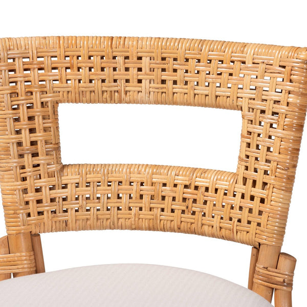 Baxton Studio Bali & Pari Amina Handwoven Rattan Swivel Counter Stool with Cushion for Kitchen Island Amina-Light Honey Rattan-CS