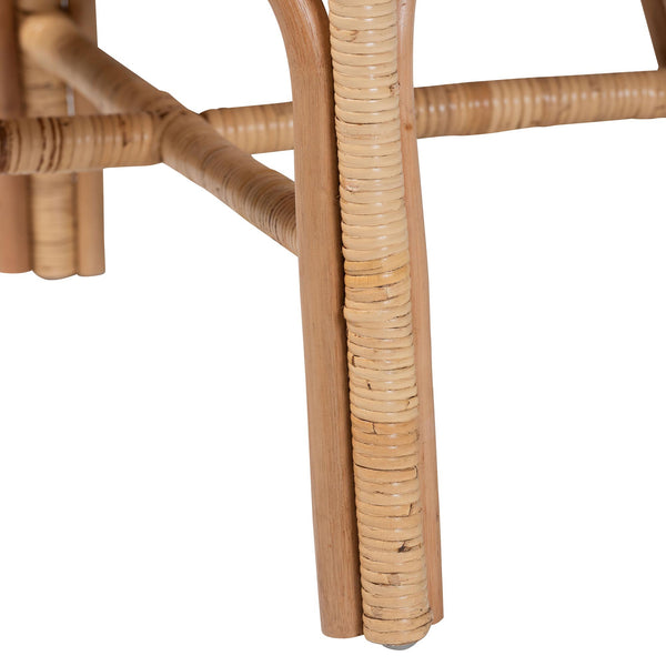 Baxton Studio Bali Prisca Natural Rattan 2-Pc Dining Chairs — Handwoven Bubble-Back, Removable Cushions, Coastal Chic Ariel-Light Honey Rattan-Cushion-DC