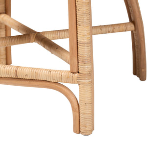 Baxton Studio Bali Prisca Natural Rattan Counter Stool With Bubble Frame Back, Removable Cushion, Handwoven Comfort Ariel-Light Honey Rattan-Cushion-CS