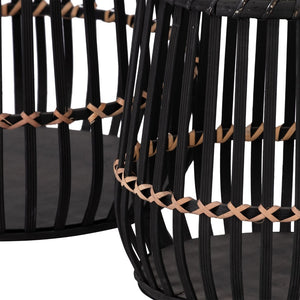 English Elm S/3 Bamboo Footed Planters Matte Black Finish Graduated Sizes for Modern Interiors B079106810