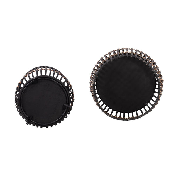 English Elm S/3 Bamboo Footed Planters Matte Black Finish Graduated Sizes for Modern Interiors B079106810
