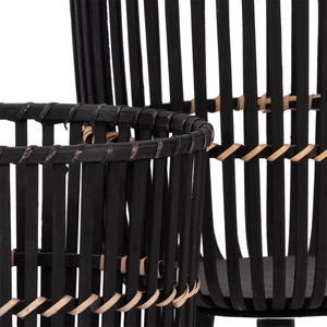 English Elm S/2 Bamboo Footed Planters Matte Black Tapered Sculptural Indoor Organic Modern Decor B079106811