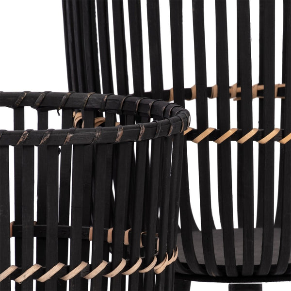 English Elm S/2 Bamboo Footed Planters Matte Black Tapered Sculptural Indoor Organic Modern Decor B079106811