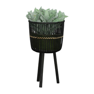 English Elm S/3 Black Bamboo Footed Planters Sculptural Organic Set for Indoor Outdoor Decor B079106812